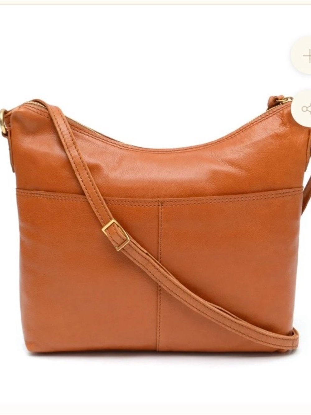 margot Cognac Leather Crossbody Bag with Gold Hardware
